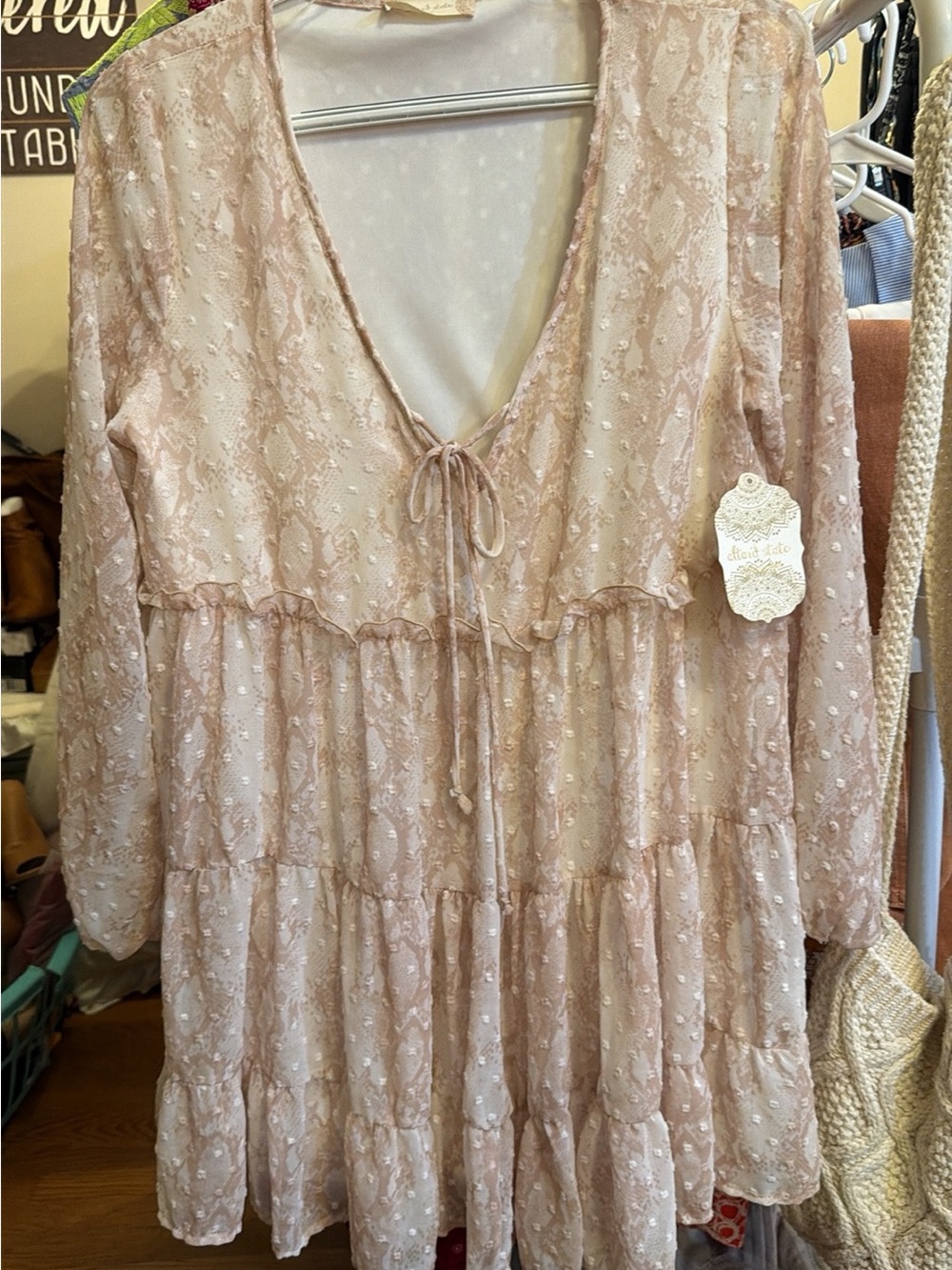 Altar'd State Blush Floral Tiered Mini Dress - Picture 2 of 4